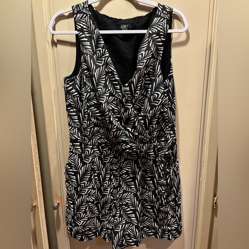 LOFT Black and White Patterned Romper